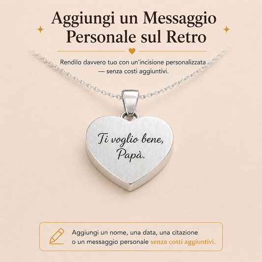 Per Sempre nel mio Cuore - Collana incisa in acciaio inossidabile