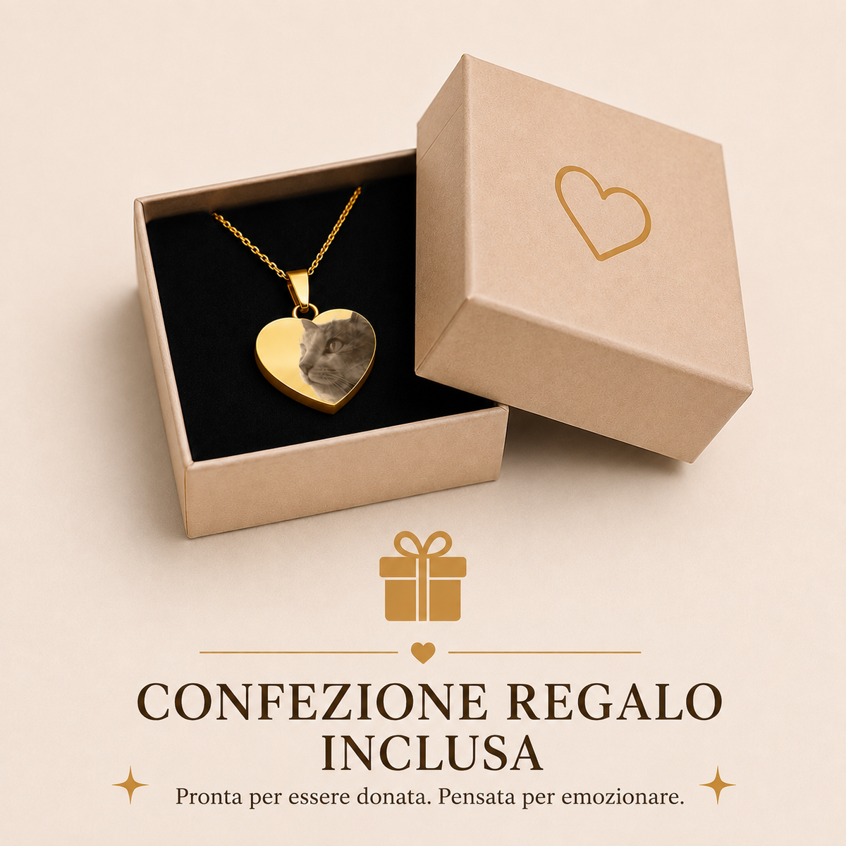 Per Sempre nel mio Cuore - Collana incisa in acciaio inossidabile