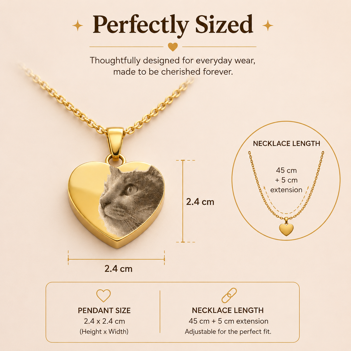 Per Sempre nel mio Cuore - Collana incisa in acciaio inossidabile